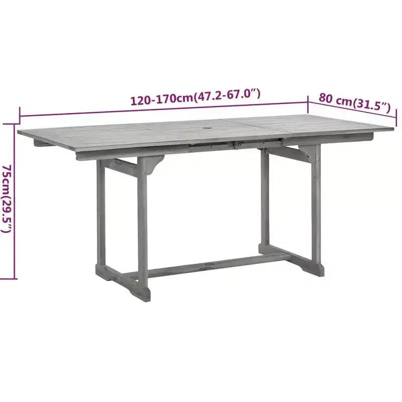 vidaXL Salon de jardin gris en bois d'acacia massif extensible Standard