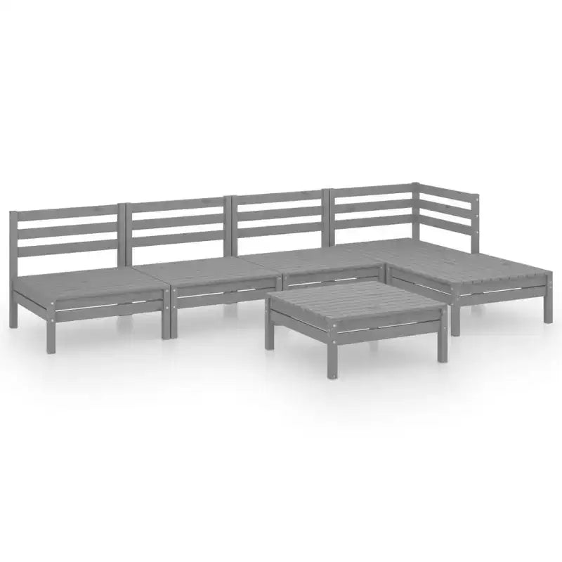 vidaXL Garden Lounge Set Grey Solid Pinewood 6 Piece Set Modular