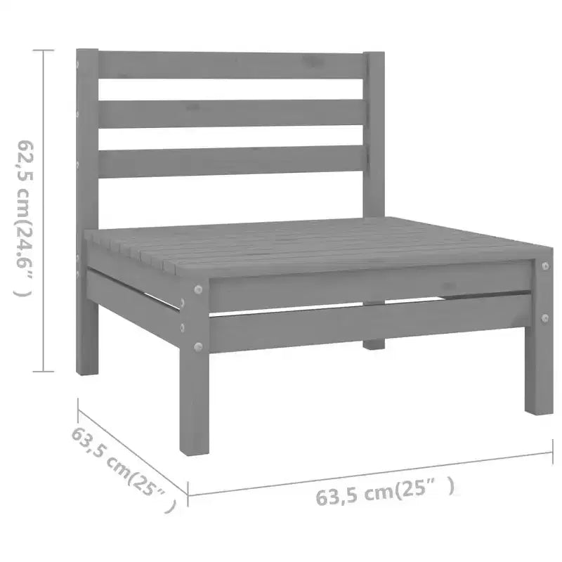 vidaXL Salon de jardin gris en pin massif 6 pièces modulable