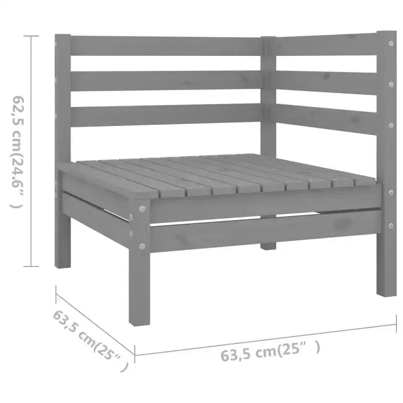 vidaXL Salon de jardin gris en pin massif 6 pièces modulable