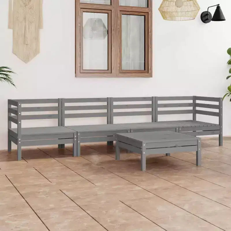 vidaXL Salon de jardin gris pin massif 5 pièces modulable