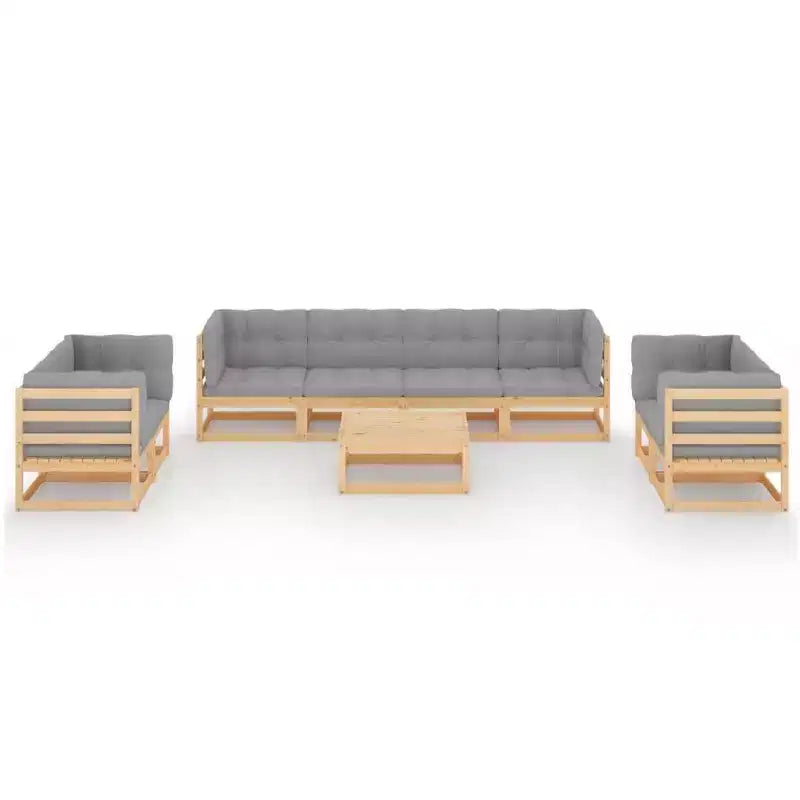 vidaXL Salon de jardin en bois naturel, Bois de pin massif gris, 100 % polyester