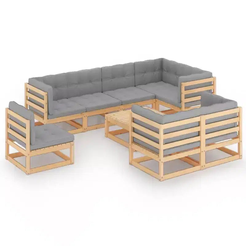 vidaXL Garden Lounge Set Natural Wood Solid Pine Wood One Size Modular