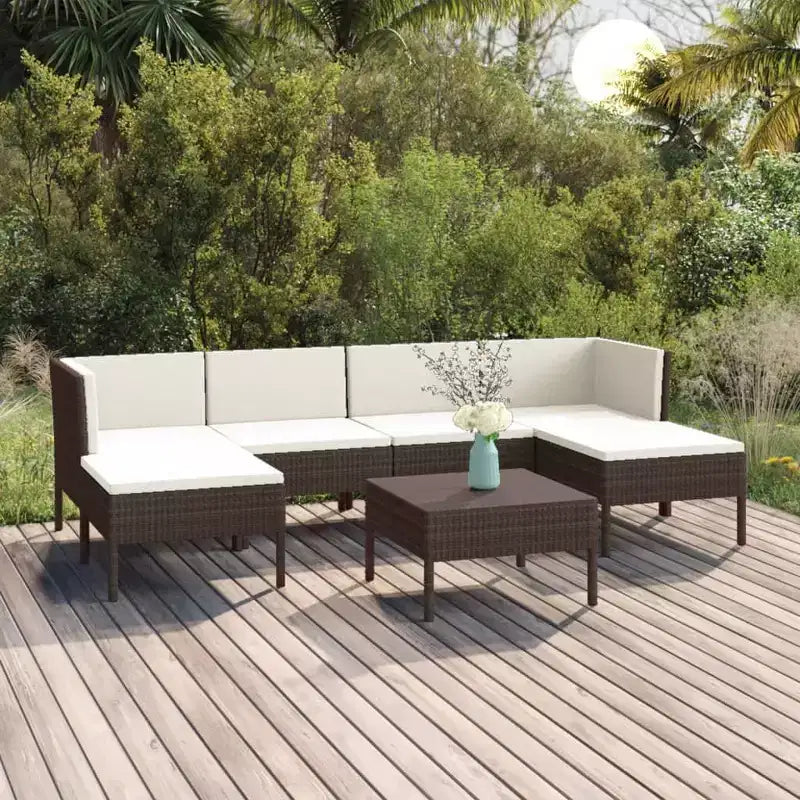 vidaXL Salon de jardin marron, blanc crème