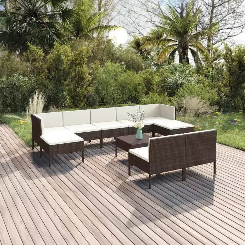 vidaXL Salon de jardin modulaire standard en poly rotin marron