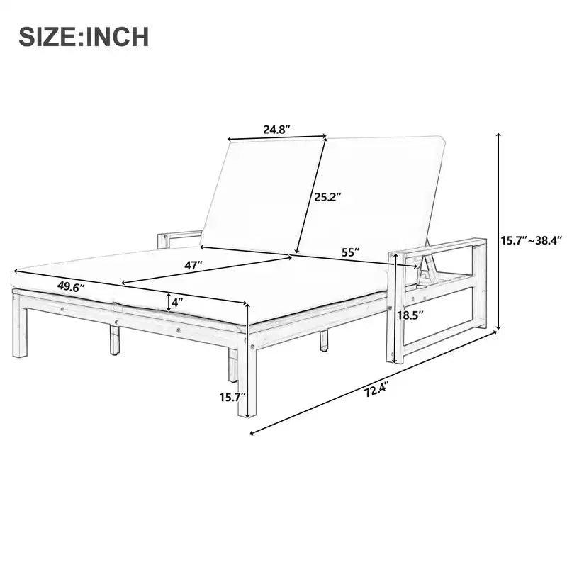 Bain de soleil double Polibi avec dossier réglable sur 5 positions