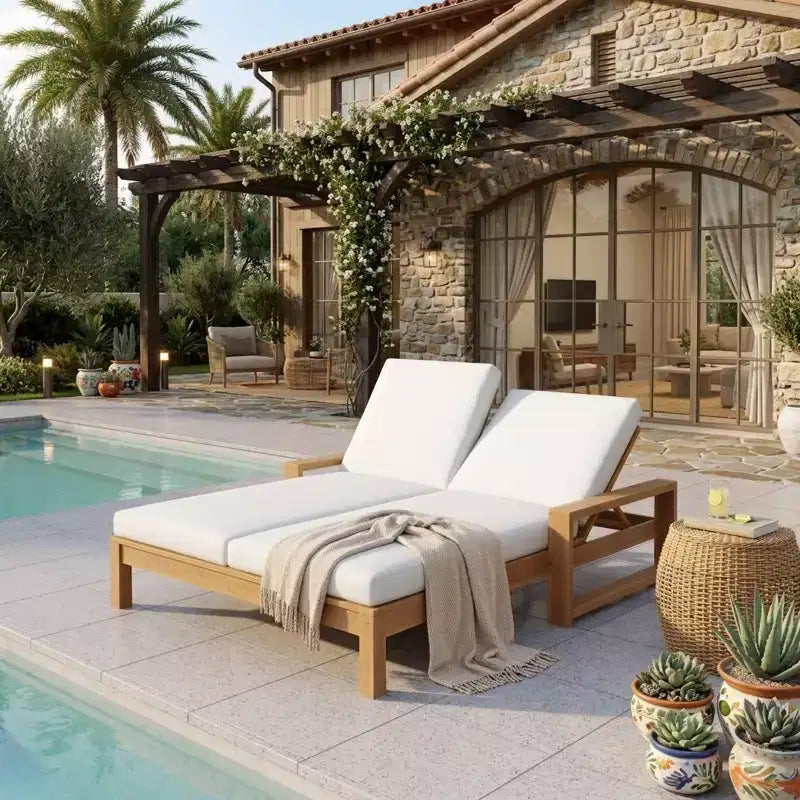 Bain de soleil double Polibi avec dossier réglable sur 5 positions