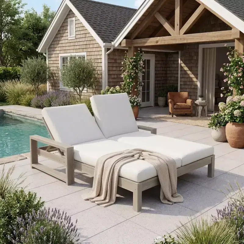 Bain de soleil double Polibi avec dossier réglable sur 5 positions