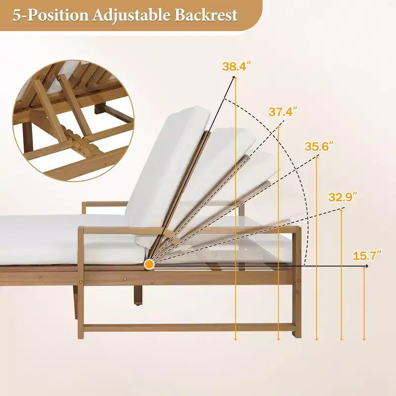 Bain de soleil double Polibi avec dossier réglable sur 5 positions