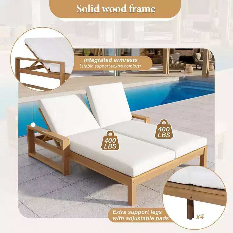 Bain de soleil double Polibi avec dossier réglable sur 5 positions