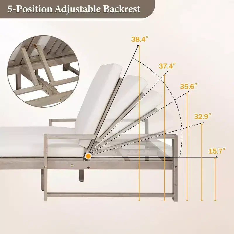 Bain de soleil double Polibi avec dossier réglable sur 5 positions