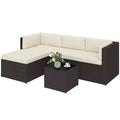 Outsunny Patio Furniture Set, Wicker Rattan Outdoor Patio Conversation Furniture Set with Cushions, Glass Top Coffee Table