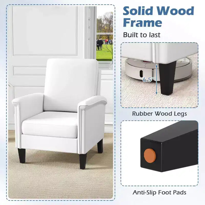 Costway 1/2 PCS Floral Accent Chair with Solid Wood Legs & High Back Thick Comfy Cushions Blue/Beige