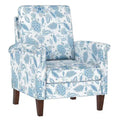Costway 1/2 PCS Floral Accent Chair with Solid Wood Legs & High Back Thick Comfy Cushions Blue/Beige