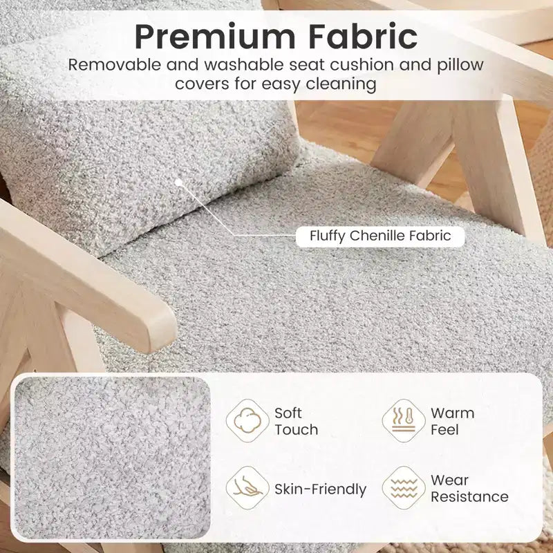 Costway Mid-Century Modern Accent Chair Soft Chenille Fabric Sofa Chair with Backrest Brown/Gray