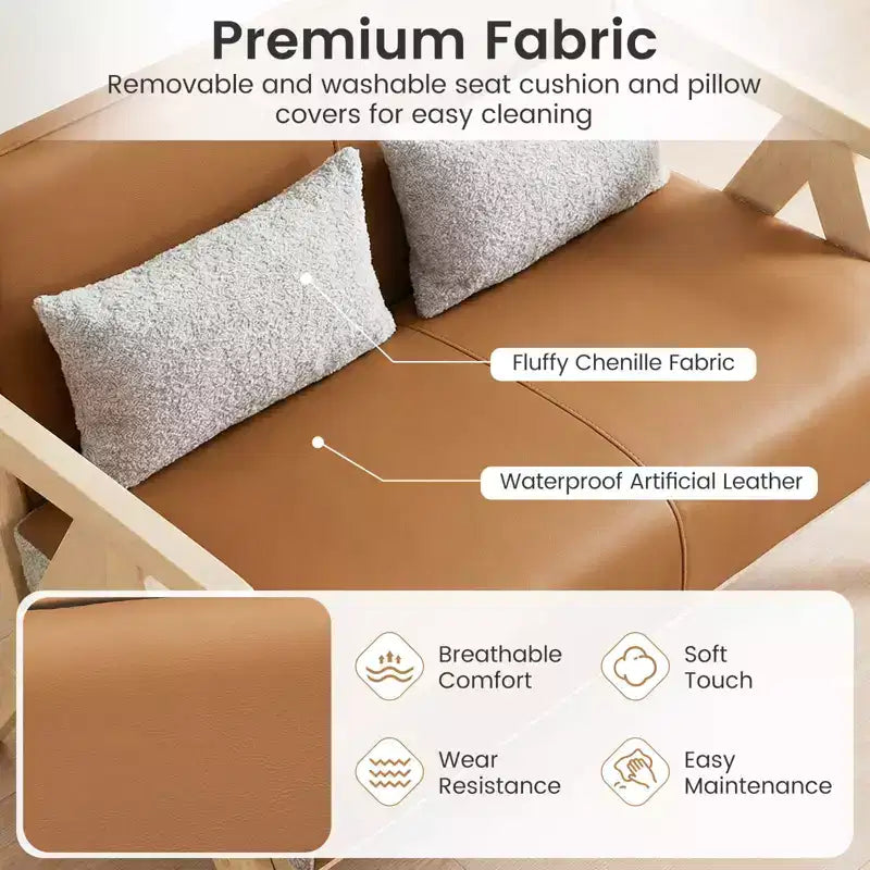 Costway Mid-Century Modern Accent Chair Soft Chenille Fabric Sofa Chair with Backrest Brown/Gray