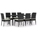 vidaXL Dining Set Poly rattan, powder-coated steel, glass Medium