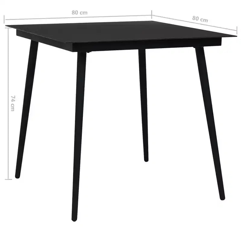 vidaXL Ensemble de salle à manger noir, verre, acier thermolaqué, rotin creux en PVC