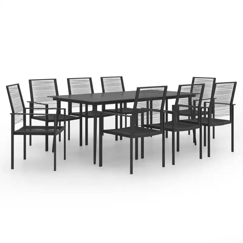 vidaXL Dining Set Black Glass Large Durable Garden Dining Set