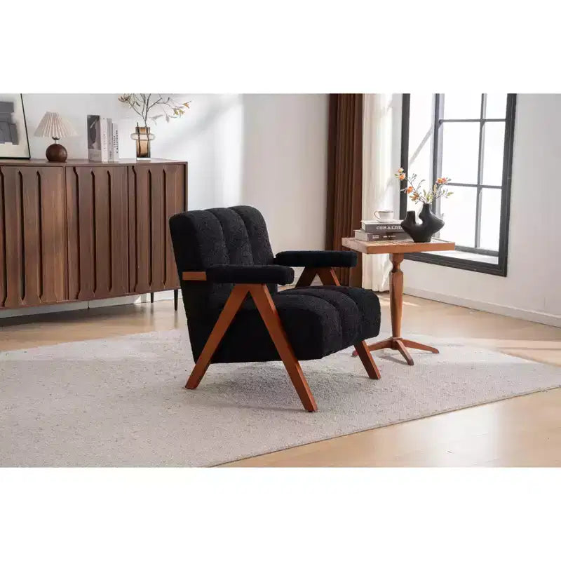 ModernLuxe Fauteuil d'appoint rembourré, Fauteuil simple, Fauteuil ergonomique, Fauteuil de lecture rembourré, Fauteuil de loisirs, Chenille
