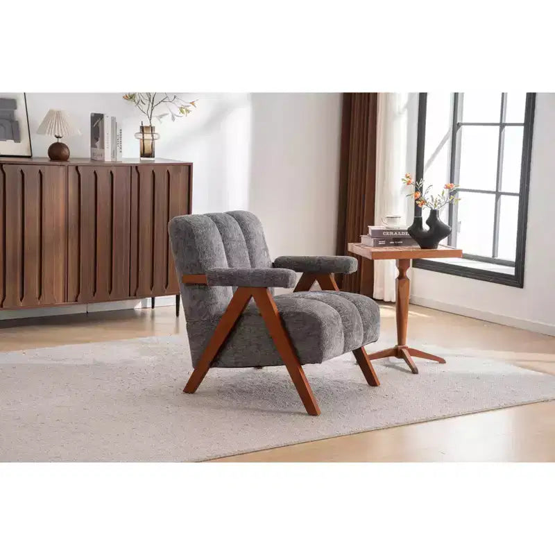 ModernLuxe Fauteuil d'appoint rembourré, Fauteuil simple, Fauteuil ergonomique, Fauteuil de lecture rembourré, Fauteuil de loisirs, Chenille