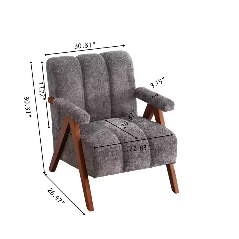 ModernLuxe Fauteuil d'appoint rembourré, Fauteuil simple, Fauteuil ergonomique, Fauteuil de lecture rembourré, Fauteuil de loisirs, Chenille
