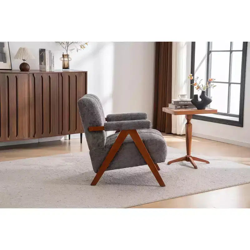 ModernLuxe Fauteuil d'appoint rembourré, Fauteuil simple, Fauteuil ergonomique, Fauteuil de lecture rembourré, Fauteuil de loisirs, Chenille