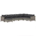 vidaXL Garden Lounge Set Grey PE rattan, powder-coated steel Large