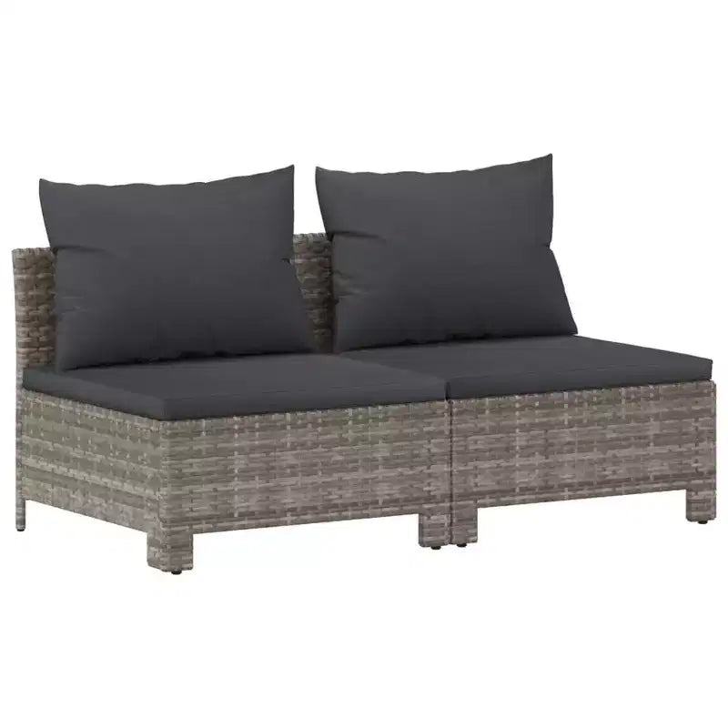 vidaXL Salon de jardin grand modèle, résine tressée gris, acier thermolaqué