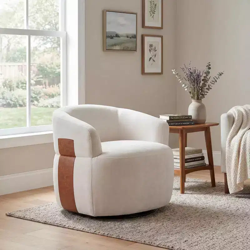 Fauteuil d'appoint pivotant moderne Christopher Knight Home Suroi avec cadre en bois et pieds en métal
