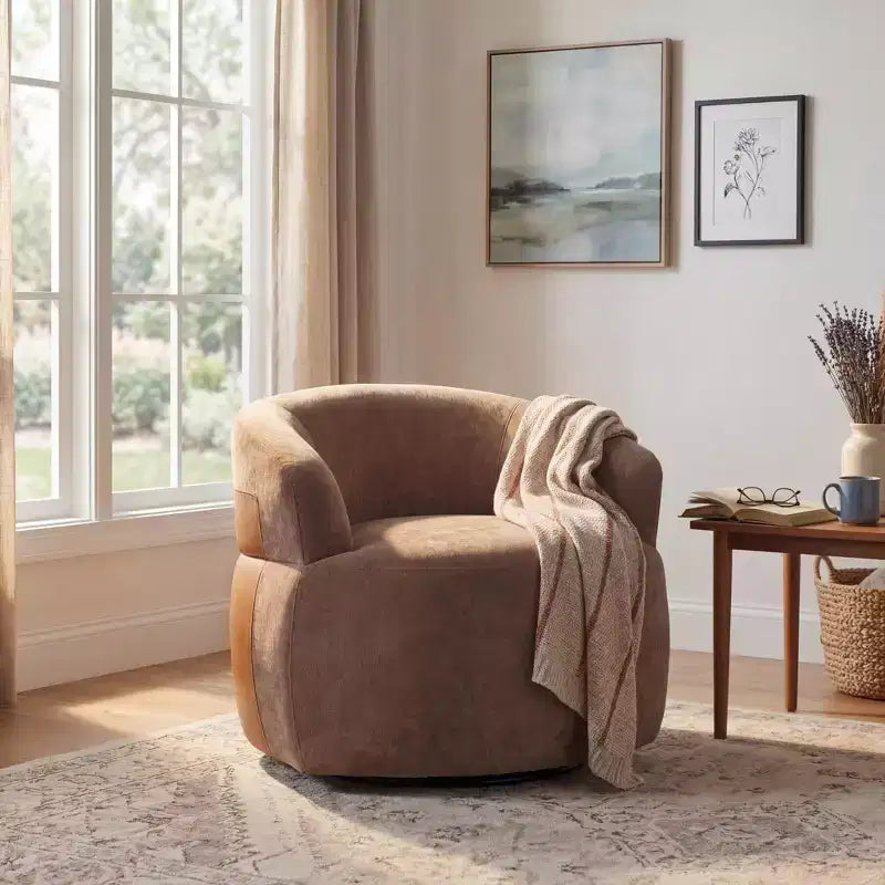 Fauteuil d'appoint pivotant moderne Christopher Knight Home Suroi avec cadre en bois et pieds en métal