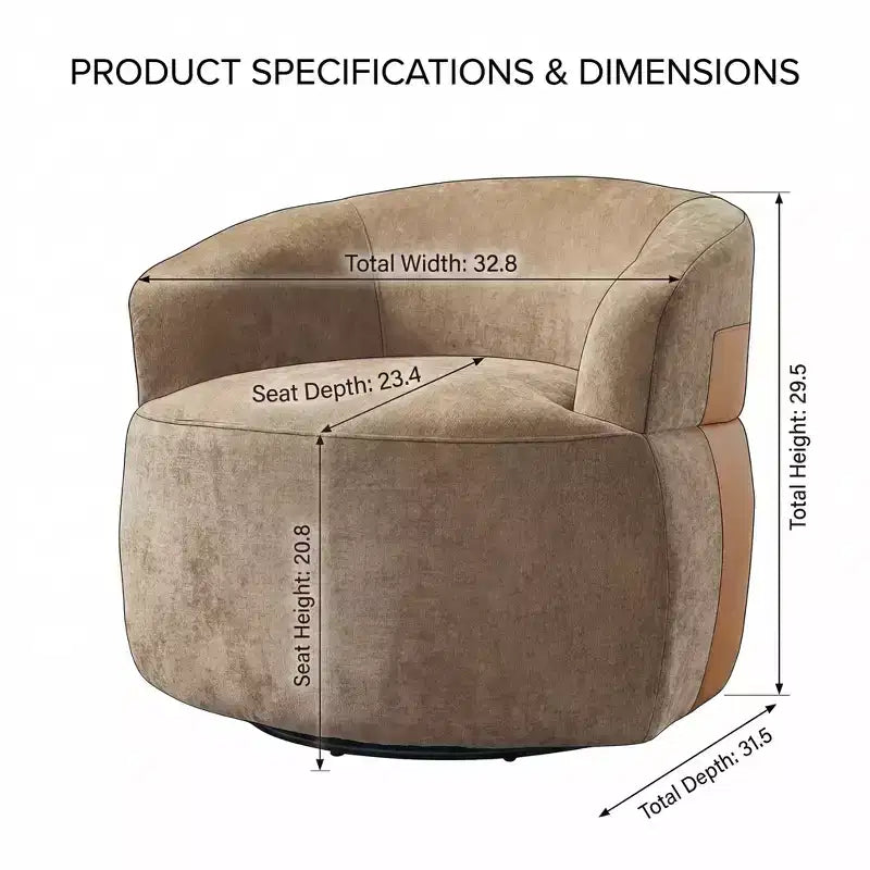 Fauteuil d'appoint pivotant moderne Christopher Knight Home Suroi avec cadre en bois et pieds en métal