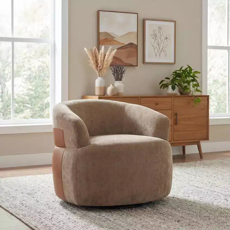 Christopher Knight Home Suroi Modern Swivel Accent Chair with Wood Frame and Metal Legs