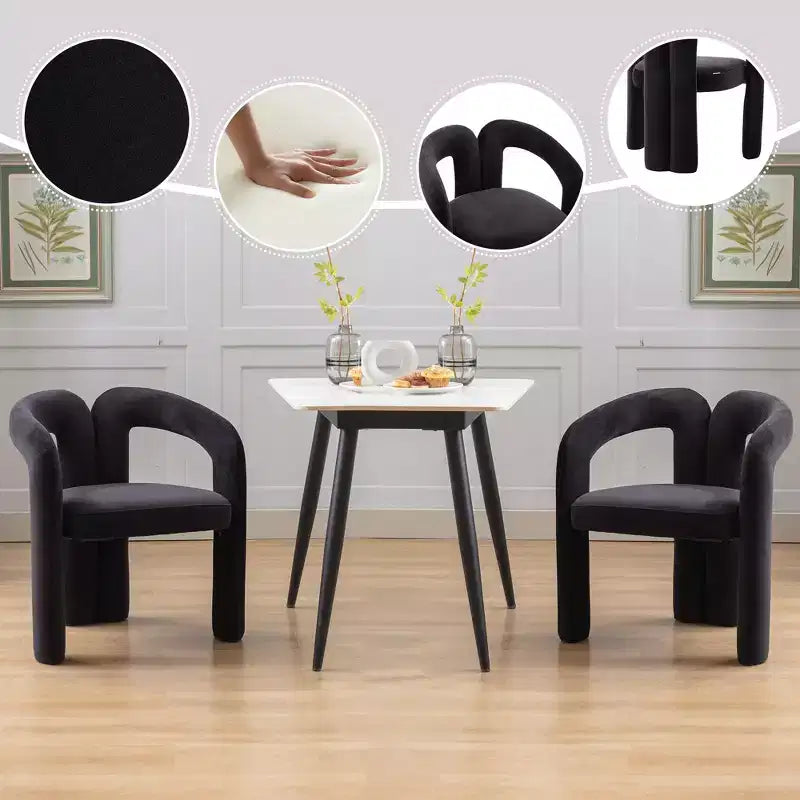 Set of 2 Accent Chairs, Velvet Barrel Armchair for Kitchen, Living Room, Bedroom - ModernLuxe