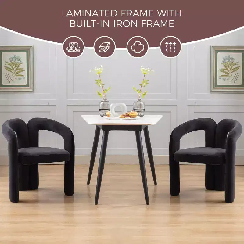 Set of 2 Accent Chairs, Velvet Barrel Armchair for Kitchen, Living Room, Bedroom - ModernLuxe