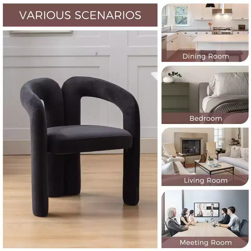 Set of 2 Accent Chairs, Velvet Barrel Armchair for Kitchen, Living Room, Bedroom - ModernLuxe
