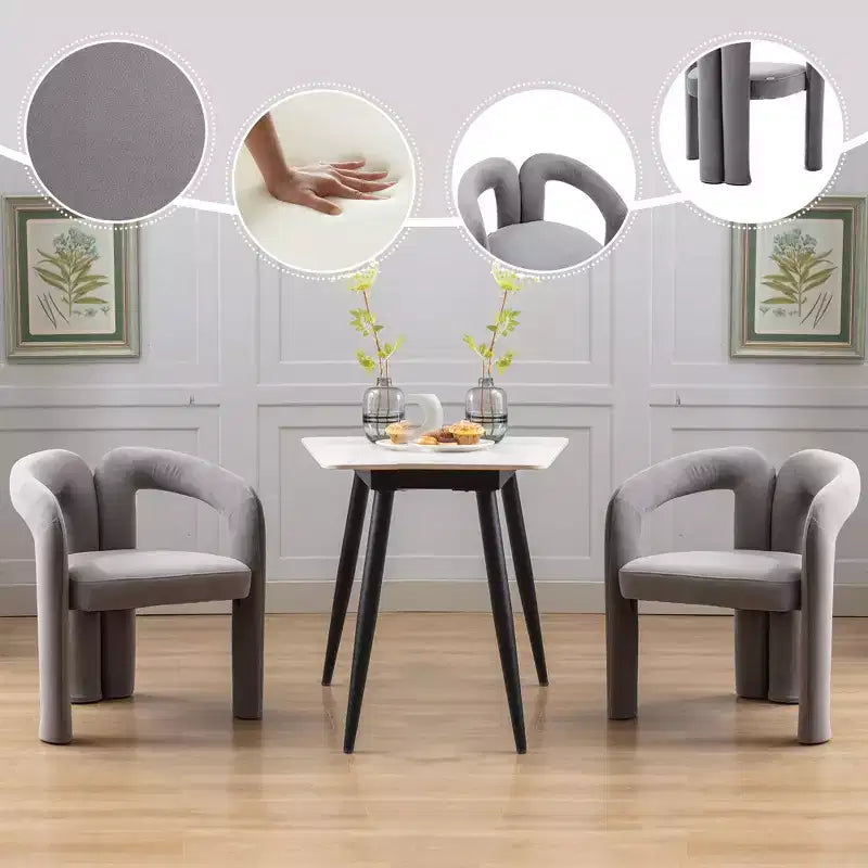 Set of 2 Accent Chairs, Velvet Barrel Armchair for Kitchen, Living Room, Bedroom - ModernLuxe