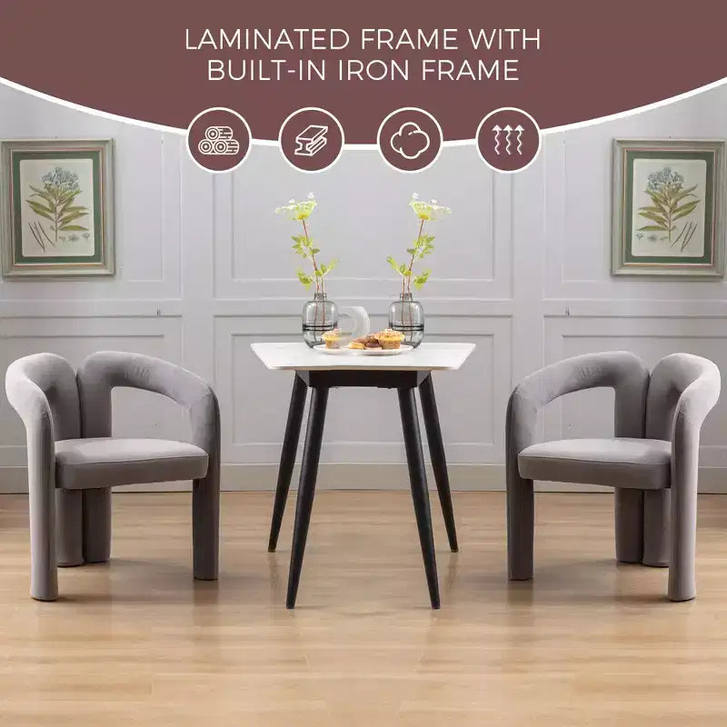Set of 2 Accent Chairs, Velvet Barrel Armchair for Kitchen, Living Room, Bedroom - ModernLuxe