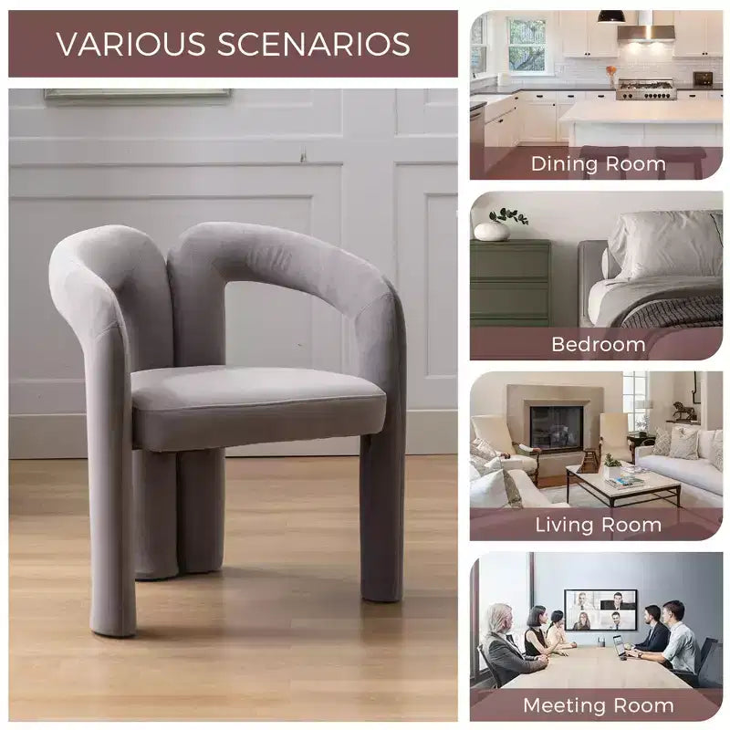 Set of 2 Accent Chairs, Velvet Barrel Armchair for Kitchen, Living Room, Bedroom - ModernLuxe