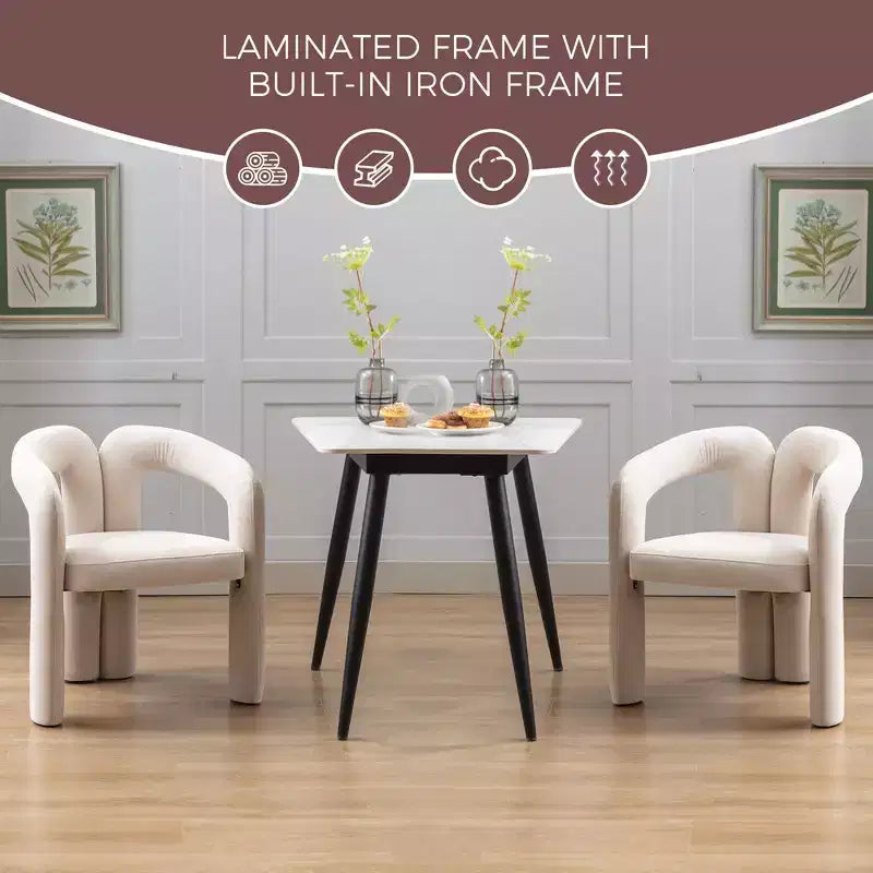 Set of 2 Accent Chairs, Velvet Barrel Armchair for Kitchen, Living Room, Bedroom - ModernLuxe