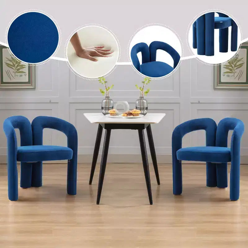 Set of 2 Accent Chairs, Velvet Barrel Armchair for Kitchen, Living Room, Bedroom - ModernLuxe