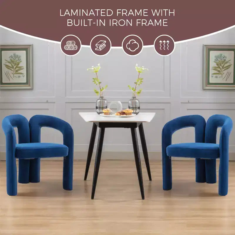 Set of 2 Accent Chairs, Velvet Barrel Armchair for Kitchen, Living Room, Bedroom - ModernLuxe