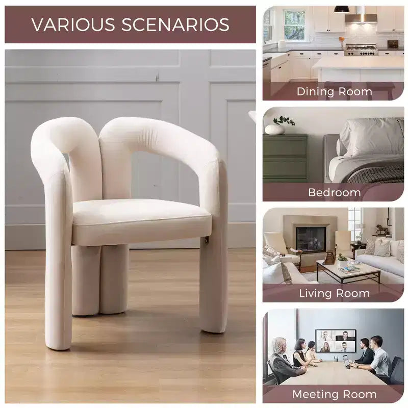 Set of 2 Accent Chairs, Velvet Barrel Armchair for Kitchen, Living Room, Bedroom - ModernLuxe