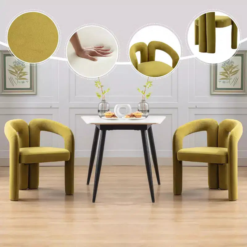 Set of 2 Accent Chairs, Velvet Barrel Armchair for Kitchen, Living Room, Bedroom - ModernLuxe