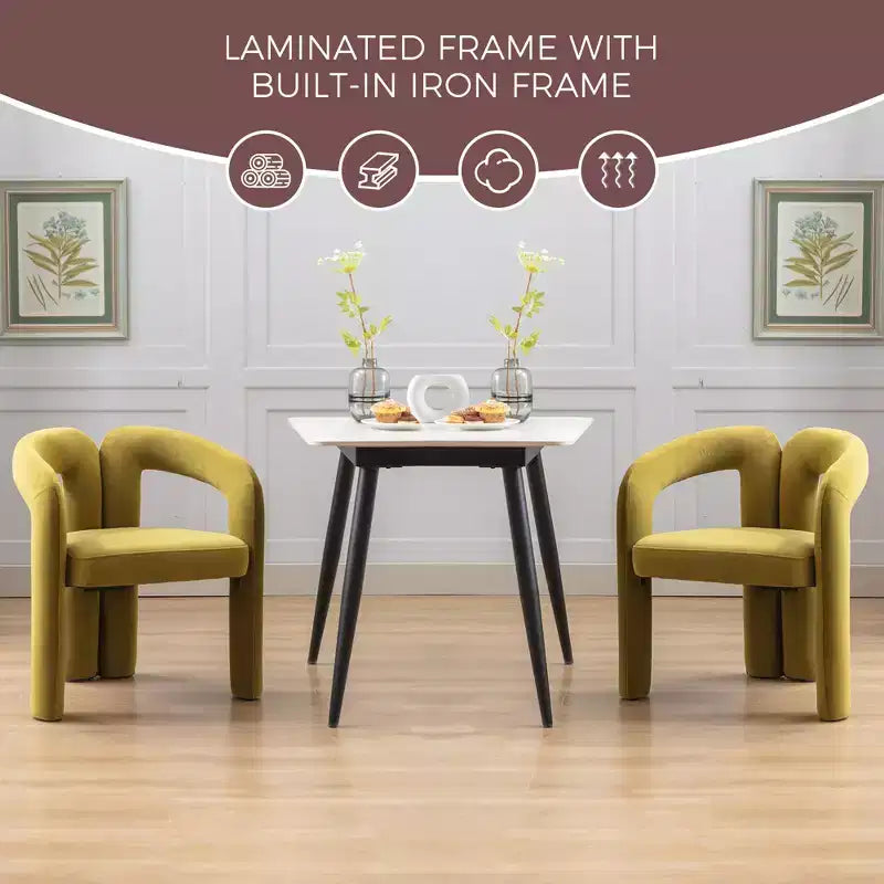 Set of 2 Accent Chairs, Velvet Barrel Armchair for Kitchen, Living Room, Bedroom - ModernLuxe