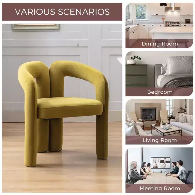 Set of 2 Accent Chairs, Velvet Barrel Armchair for Kitchen, Living Room, Bedroom - ModernLuxe