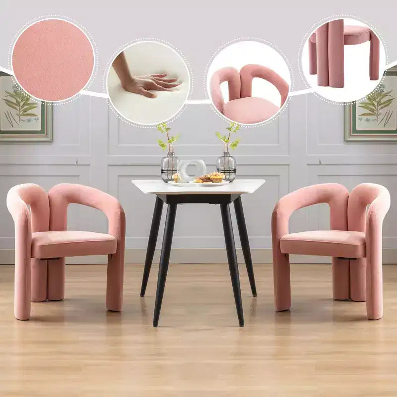 Set of 2 Accent Chairs, Velvet Barrel Armchair for Kitchen, Living Room, Bedroom - ModernLuxe