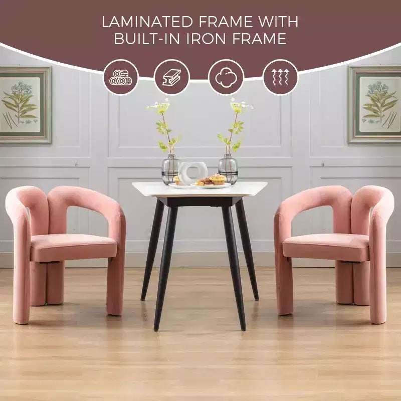 Set of 2 Accent Chairs, Velvet Barrel Armchair for Kitchen, Living Room, Bedroom - ModernLuxe