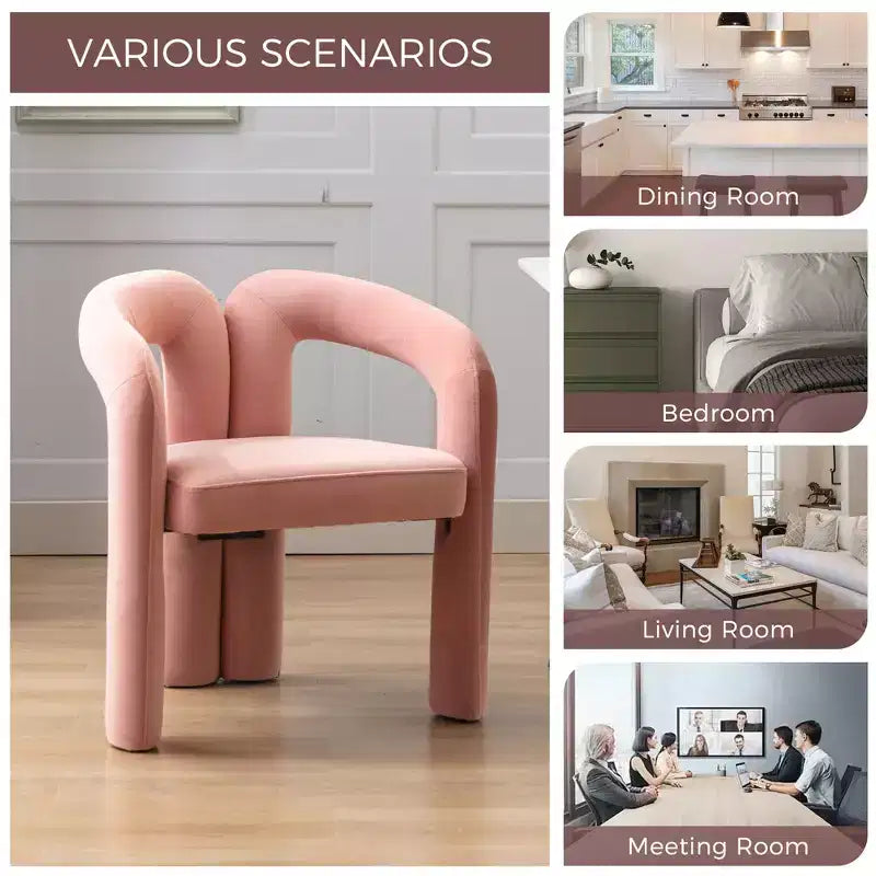 Set of 2 Accent Chairs, Velvet Barrel Armchair for Kitchen, Living Room, Bedroom - ModernLuxe