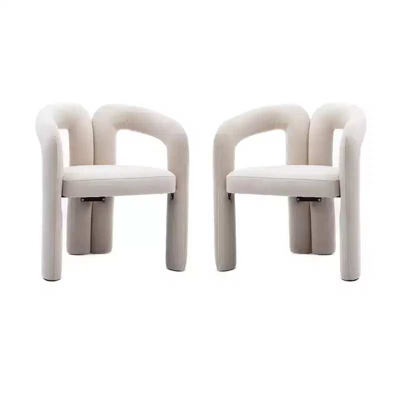 Set of 2 Accent Chairs, Velvet Barrel Armchair for Kitchen, Living Room, Bedroom - ModernLuxe